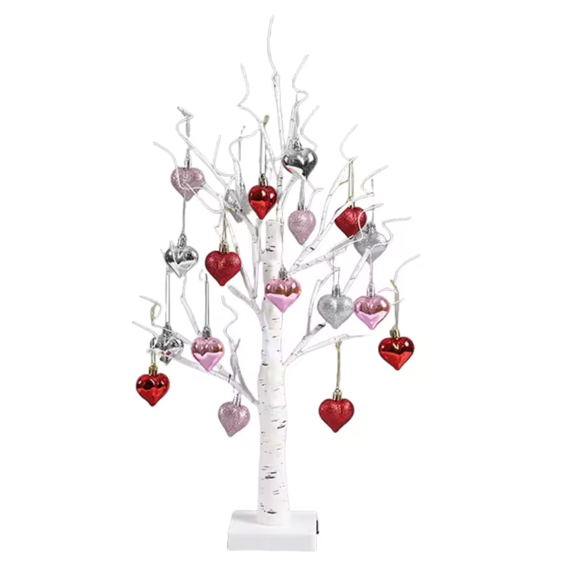 Romantic Heart-Shaped Birch Tree Lamp